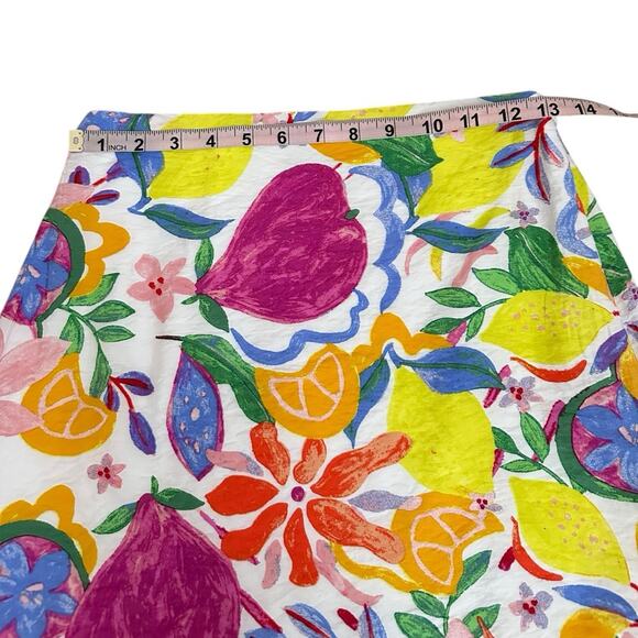 Fore Women S Mini Skirt Floral Fruit Print Vacation Fun Tropical Resort Cruise - Picture 3 of 10